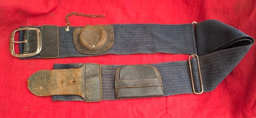 Ceinture cuir toile bleu - ceinture, +